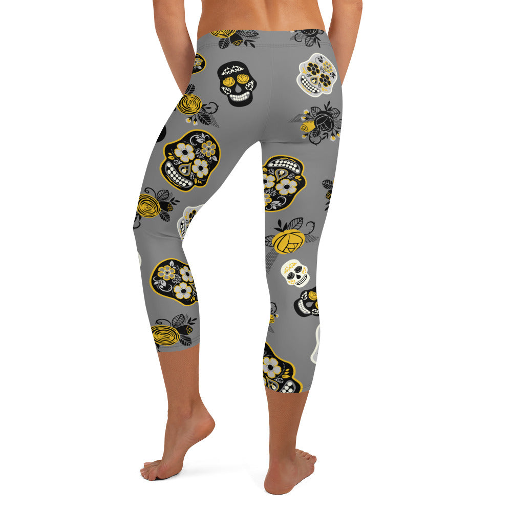 Candy Skull Capris Grey/Black