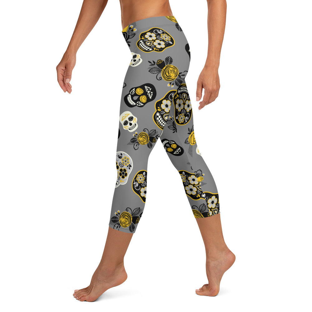 Candy Skull Capris Grey/Black