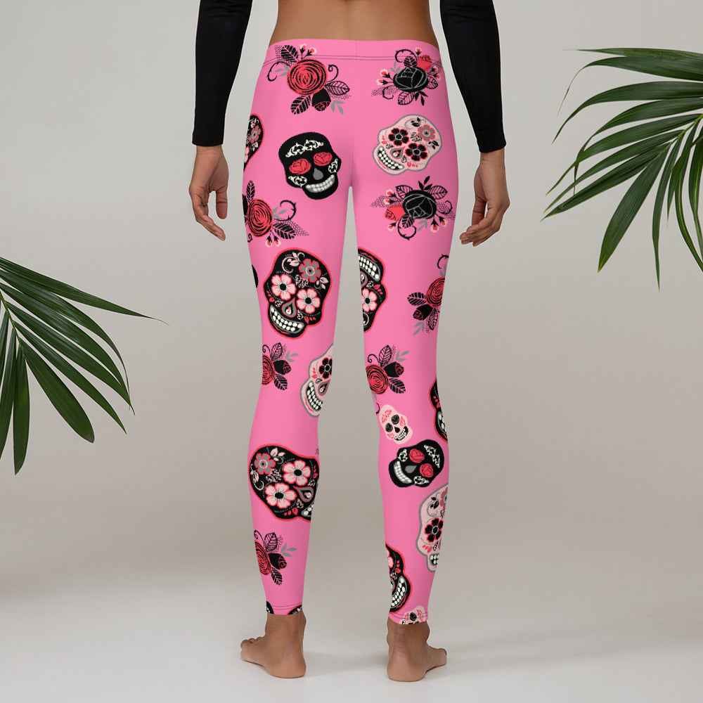 Candy Skull Leggings Pink/Black