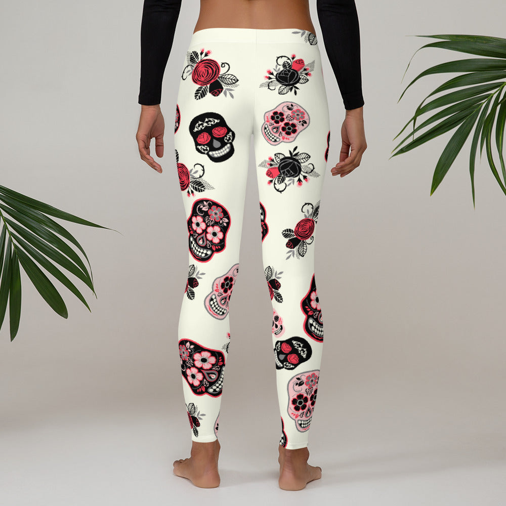 Candy Skull Leggings Beige/Black
