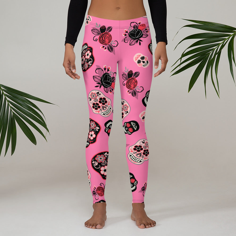 Candy Skull Leggings Pink/Black