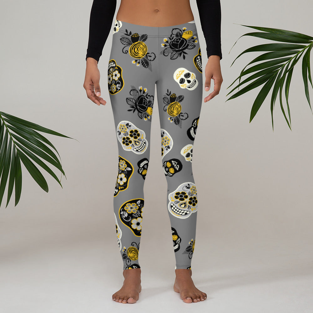 Candy Skull Leggings Grey/Black