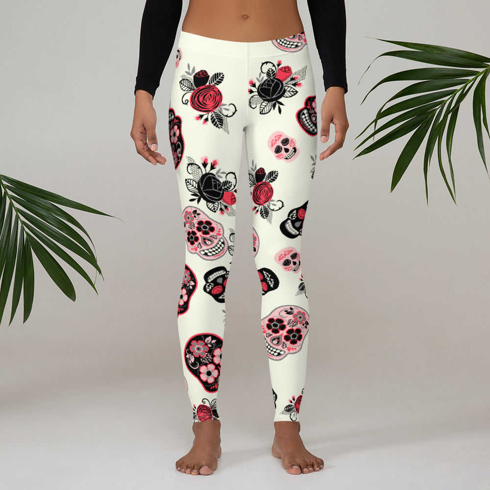 Candy Skull Leggings Beige/Black
