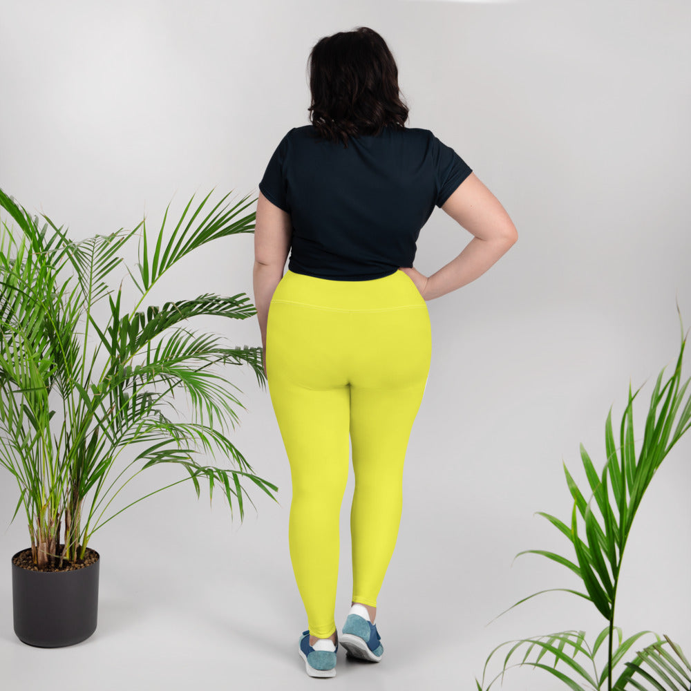 Lemon Yellow Print Plus Size Leggings - Saltgirl Clothing - Women's Saltwater Fishing Apparel and Swimwear