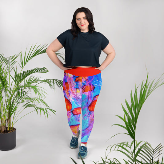 Jellyfish Saltgirl Print Plus Size Leggings - Saltgirl Clothing - Women's Saltwater Fishing Apparel and Swimwear