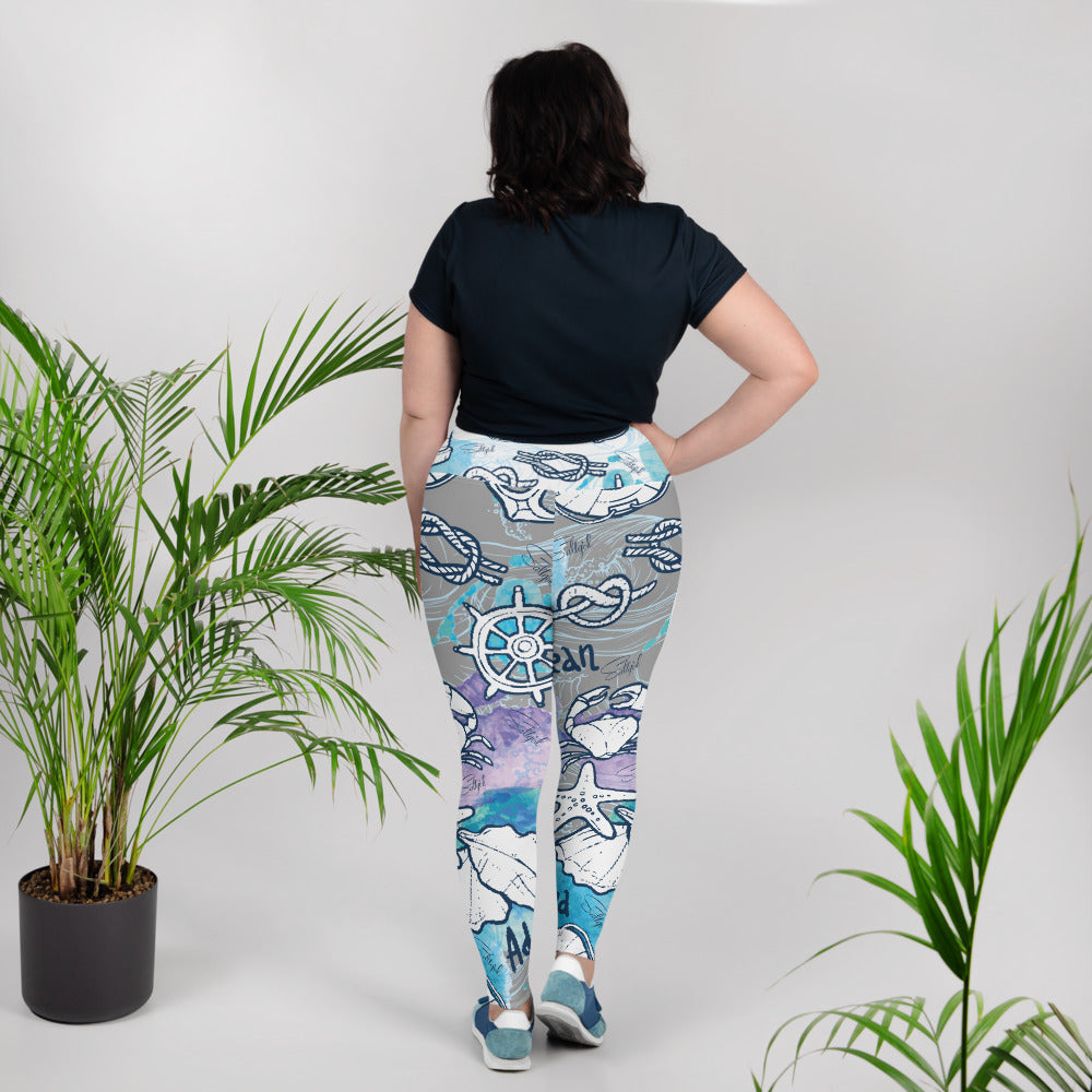 Sea Adventures Plus Size Leggings - Saltgirl Clothing - Women's Saltwater Fishing Apparel and Swimwear