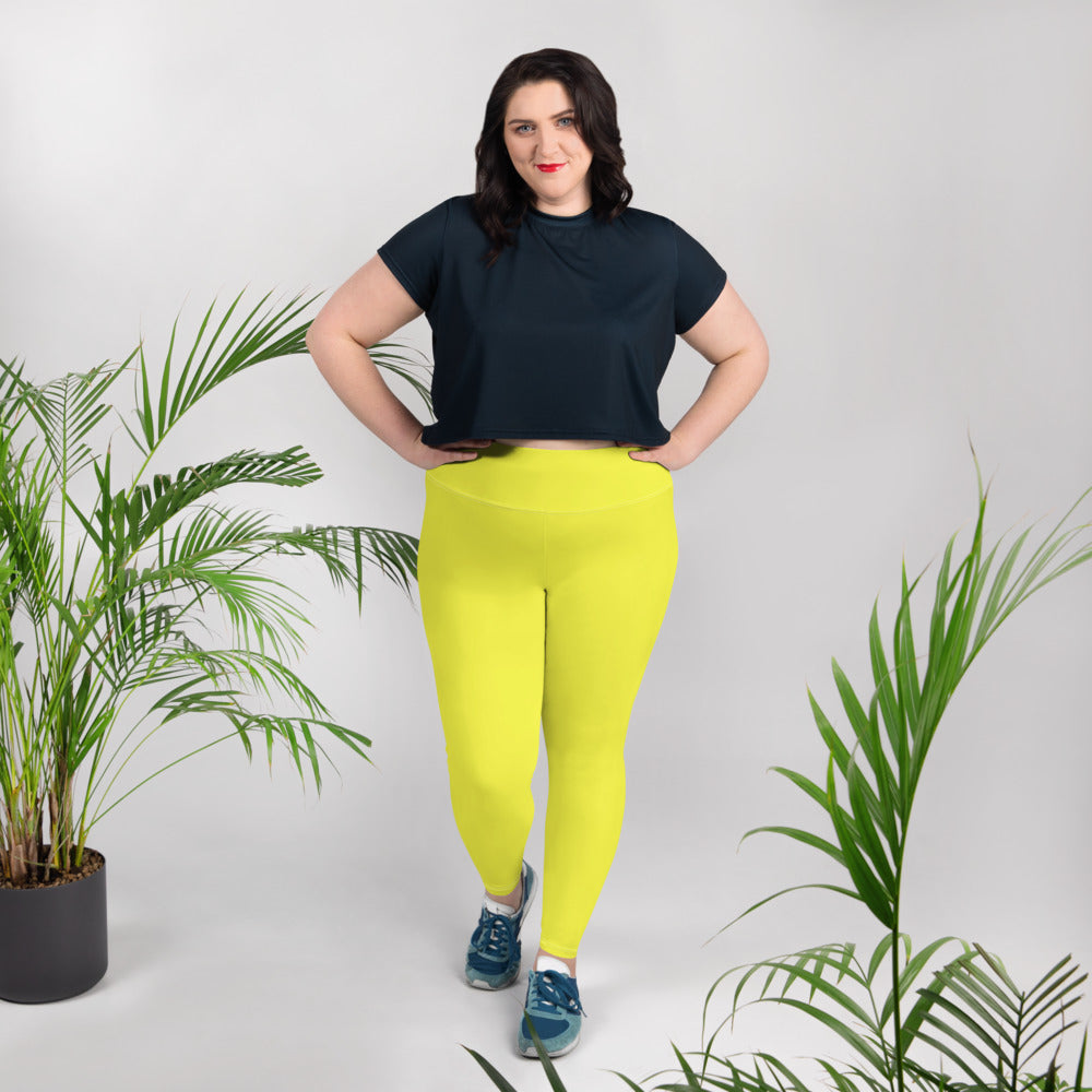 Lemon Yellow Print Plus Size Leggings - Saltgirl Clothing - Women's Saltwater Fishing Apparel and Swimwear