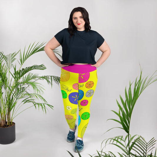 Sand Dollar Sunshine Plus Size Leggings - Saltgirl Clothing - Women's Saltwater Fishing Apparel and Swimwear