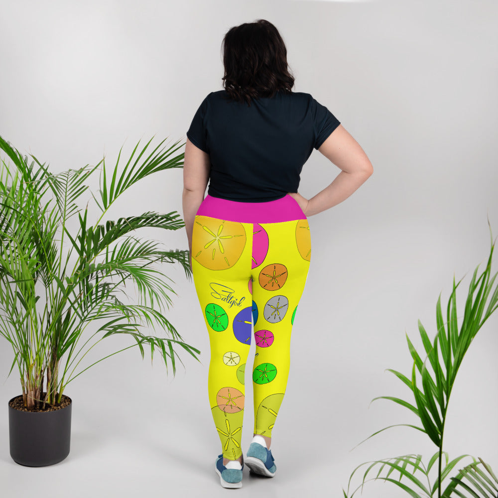 Sand Dollar Sunshine Plus Size Leggings - Saltgirl Clothing - Women's Saltwater Fishing Apparel and Swimwear
