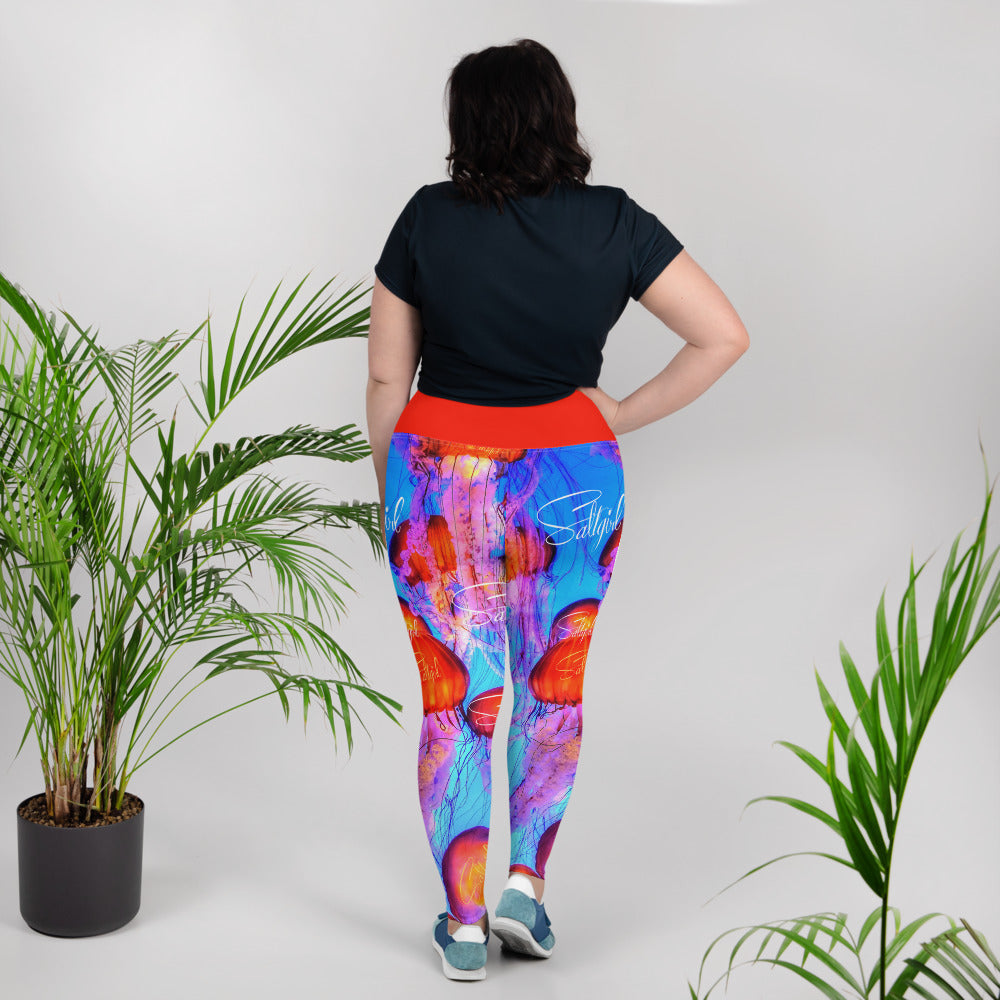Jellyfish Saltgirl Print Plus Size Leggings - Saltgirl Clothing - Women's Saltwater Fishing Apparel and Swimwear